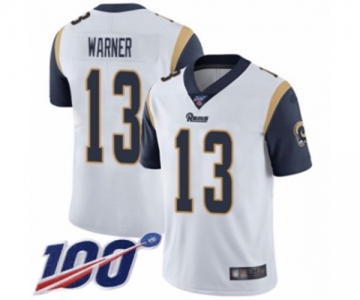 Men's Los Angeles Rams #13 Kurt Warner White Vapor Untouchable Limited Player 100th Season Football Jersey