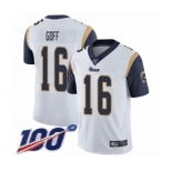 Men's Los Angeles Rams #16 Jared Goff White Vapor Untouchable Limited Player 100th Season Football Jersey