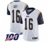 Men's Los Angeles Rams #16 Jared Goff White Vapor Untouchable Limited Player 100th Season Football Jersey