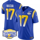 Men's Los Angeles Rams #17 Puka Nacua Blue 2024 NFC West Champions F.U.S.E. Vapor Untouchable Stitched Football Jersey