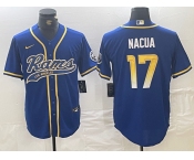 Men's Los Angeles Rams #17 Puka Nacua Royal With Patch Cool Base Stitched Baseball Jersey