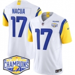 Men's Los Angeles Rams #17 Puka Nacua White 2024 NFC West Champions F.U.S.E. Vapor Untouchable Stitched Football Jersey