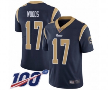 Men's Los Angeles Rams #17 Robert Woods Navy Blue Team Color Vapor Untouchable Limited Player 100th Season Football Jersey