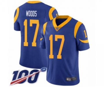 Men's Los Angeles Rams #17 Robert Woods Royal Blue Alternate Vapor Untouchable Limited Player 100th Season Football Jersey