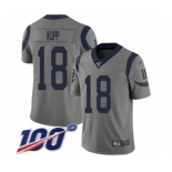 Men's Los Angeles Rams #18 Cooper Kupp Limited Gray Inverted Legend 100th Season Football Jersey