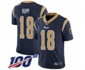 Men's Los Angeles Rams #18 Cooper Kupp Navy Blue Team Color Vapor Untouchable Limited Player 100th Season Football Jersey