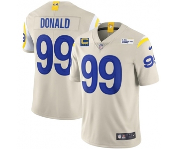 Men's Los Angeles Rams 2022 #99 Aaron Donald Bone White With 4-star C Patch Stitched NFL Jersey