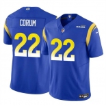 Men's Los Angeles Rams #22 Blake Corum Blue 2024 Draft F.U.S.E. Vapor Untouchable Football Stitched Jersey