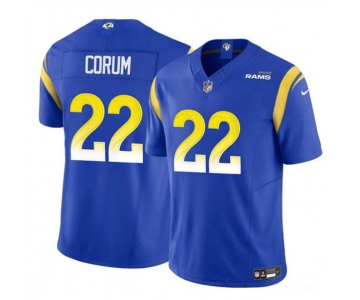 Men's Los Angeles Rams #22 Blake Corum Blue 2024 Draft F.U.S.E. Vapor Untouchable Football Stitched Jersey