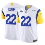 Men's Los Angeles Rams #22 Blake Corum White 2024 With Dradt Patch F.U.S.E Vapor Untouchable Stitched Football Jersey