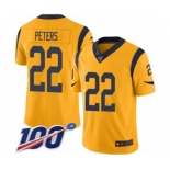 Men's Los Angeles Rams #22 Marcus Peters Limited Gold Rush Vapor Untouchable 100th Season Football Jersey