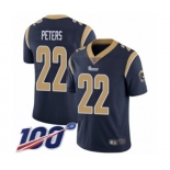 Men's Los Angeles Rams #22 Marcus Peters Navy Blue Team Color Vapor Untouchable Limited Player 100th Season Football Jersey