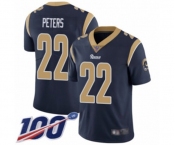 Men's Los Angeles Rams #22 Marcus Peters Navy Blue Team Color Vapor Untouchable Limited Player 100th Season Football Jersey