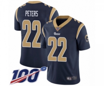 Men's Los Angeles Rams #22 Marcus Peters Navy Blue Team Color Vapor Untouchable Limited Player 100th Season Football Jersey