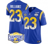 Men's Los Angeles Rams #23 Kyren Williams Blue 2024 NFC West Champions With 4-Star C Patch F.U.S.E. Vapor Untouchable Stitched Football Jersey