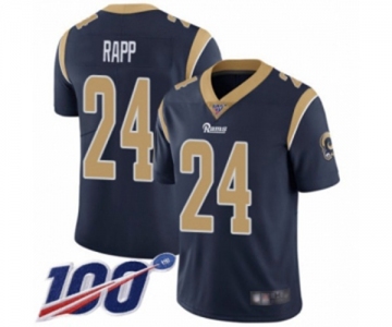 Men's Los Angeles Rams #24 Taylor Rapp Navy Blue Team Color Vapor Untouchable Limited Player 100th Season Football Jersey