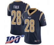 Men's Los Angeles Rams #28 Marshall Faulk Navy Blue Team Color Vapor Untouchable Limited Player 100th Season Football Jersey