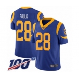 Men's Los Angeles Rams #28 Marshall Faulk Royal Blue Alternate Vapor Untouchable Limited Player 100th Season Football Jersey