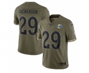 Men's Los Angeles Rams #29 Eric Dickerson 2022 Olive Salute To Service Limited Stitched Jersey