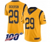 Men's Los Angeles Rams #29 Eric Dickerson Limited Gold Rush Vapor Untouchable 100th Season Football Jersey