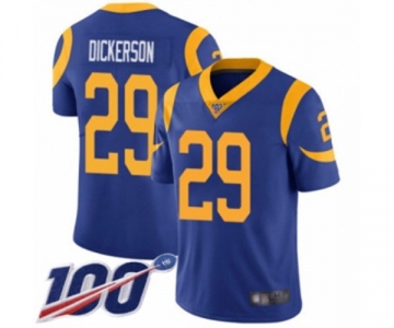 Men's Los Angeles Rams #29 Eric Dickerson Royal Blue Alternate Vapor Untouchable Limited Player 100th Season Football Jersey