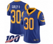 Men's Los Angeles Rams #30 Todd Gurley Royal Blue Alternate Vapor Untouchable Limited Player 100th Season Football Jersey