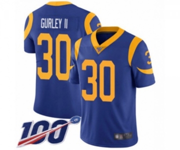 Men's Los Angeles Rams #30 Todd Gurley Royal Blue Alternate Vapor Untouchable Limited Player 100th Season Football Jersey