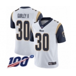 Men's Los Angeles Rams #30 Todd Gurley White Vapor Untouchable Limited Player 100th Season Football Jersey