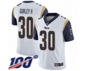 Men's Los Angeles Rams #30 Todd Gurley White Vapor Untouchable Limited Player 100th Season Football Jersey