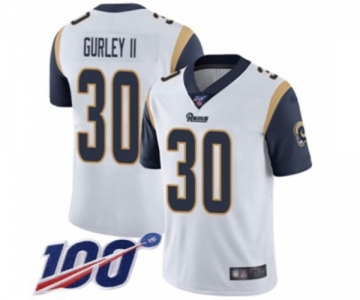 Men's Los Angeles Rams #30 Todd Gurley White Vapor Untouchable Limited Player 100th Season Football Jersey