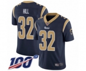 Men's Los Angeles Rams #32 Troy Hill Navy Blue Team Color Vapor Untouchable Limited Player 100th Season Football Jersey