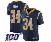 Men's Los Angeles Rams #34 Malcolm Brown Navy Blue Team Color Vapor Untouchable Limited Player 100th Season Football Jersey