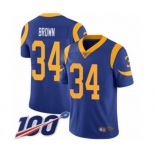 Men's Los Angeles Rams #34 Malcolm Brown Royal Blue Alternate Vapor Untouchable Limited Player 100th Season Football Jersey