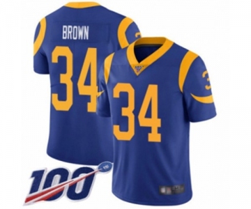 Men's Los Angeles Rams #34 Malcolm Brown Royal Blue Alternate Vapor Untouchable Limited Player 100th Season Football Jersey