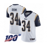 Men's Los Angeles Rams #34 Malcolm Brown White Vapor Untouchable Limited Player 100th Season Football Jersey