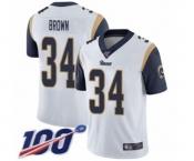 Men's Los Angeles Rams #34 Malcolm Brown White Vapor Untouchable Limited Player 100th Season Football Jersey