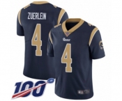 Men's Los Angeles Rams #4 Greg Zuerlein Navy Blue Team Color Vapor Untouchable Limited Player 100th Season Football Jersey