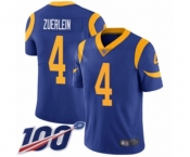 Men's Los Angeles Rams #4 Greg Zuerlein Royal Blue Alternate Vapor Untouchable Limited Player 100th Season Football Jersey