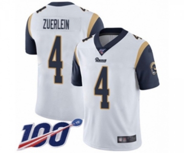 Men's Los Angeles Rams #4 Greg Zuerlein White Vapor Untouchable Limited Player 100th Season Football Jersey