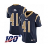 Men's Los Angeles Rams #41 David Long Navy Blue Team Color Vapor Untouchable Limited Player 100th Season Football Jersey