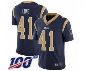 Men's Los Angeles Rams #41 David Long Navy Blue Team Color Vapor Untouchable Limited Player 100th Season Football Jersey