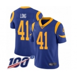 Men's Los Angeles Rams #41 David Long Royal Blue Alternate Vapor Untouchable Limited Player 100th Season Football Jersey