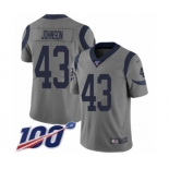 Men's Los Angeles Rams #43 John Johnson Limited Gray Inverted Legend 100th Season Football Jersey