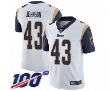 Men's Los Angeles Rams #43 John Johnson White Vapor Untouchable Limited Player 100th Season Football Jersey