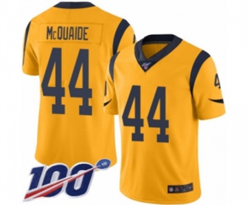 Men's Los Angeles Rams #44 Jacob McQuaide Limited Gold Rush Vapor Untouchable 100th Season Football Jersey