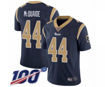 Men's Los Angeles Rams #44 Jacob McQuaide Navy Blue Team Color Vapor Untouchable Limited Player 100th Season Football Jersey