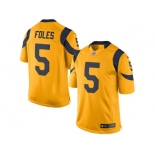 Men's Los Angeles Rams #5 Nick Foles Nike Gold Color Rush Limited Jersey