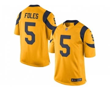 Men's Los Angeles Rams #5 Nick Foles Nike Gold Color Rush Limited Jersey