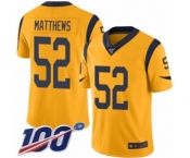 Men's Los Angeles Rams #52 Clay Matthews Limited Gold Rush Vapor Untouchable 100th Season Football Jersey