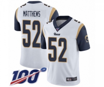 Men's Los Angeles Rams #52 Clay Matthews White Vapor Untouchable Limited Player 100th Season Football Jersey